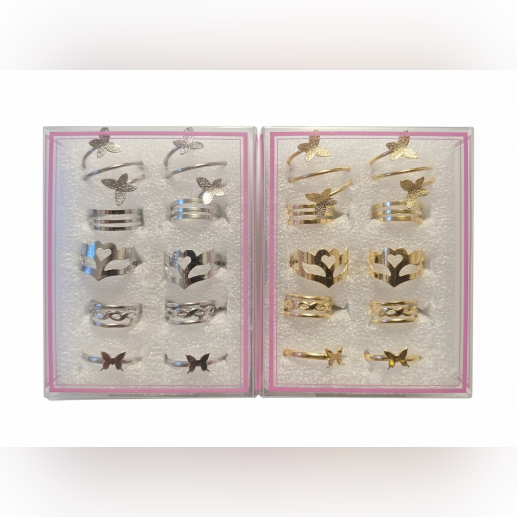 Nwt 10 Piece Gold Or Silver Adjustable Toe Rings